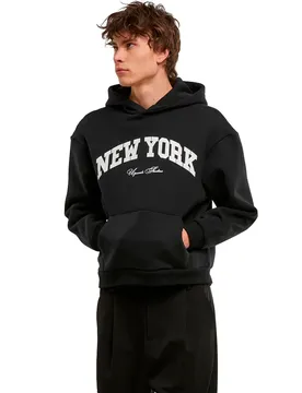 Felpa Con Cappuccio New York Collage Fluffy Black S