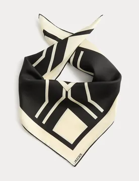 Pure Silk Geometric Scarf Black/White - Jaeger - FashionsVida