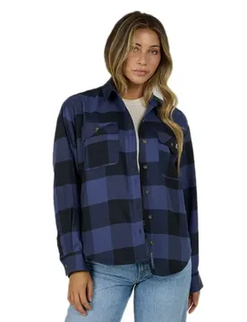 Camicia A Maniche Lunghe Fathom Flannel Indigo L