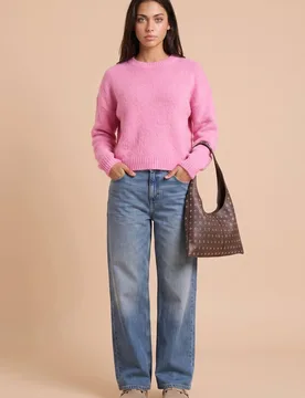 Women's Wool-Blend Jumper in Pink Size: Small - Pink - Size: S - Urban Bliss - FashionsVida