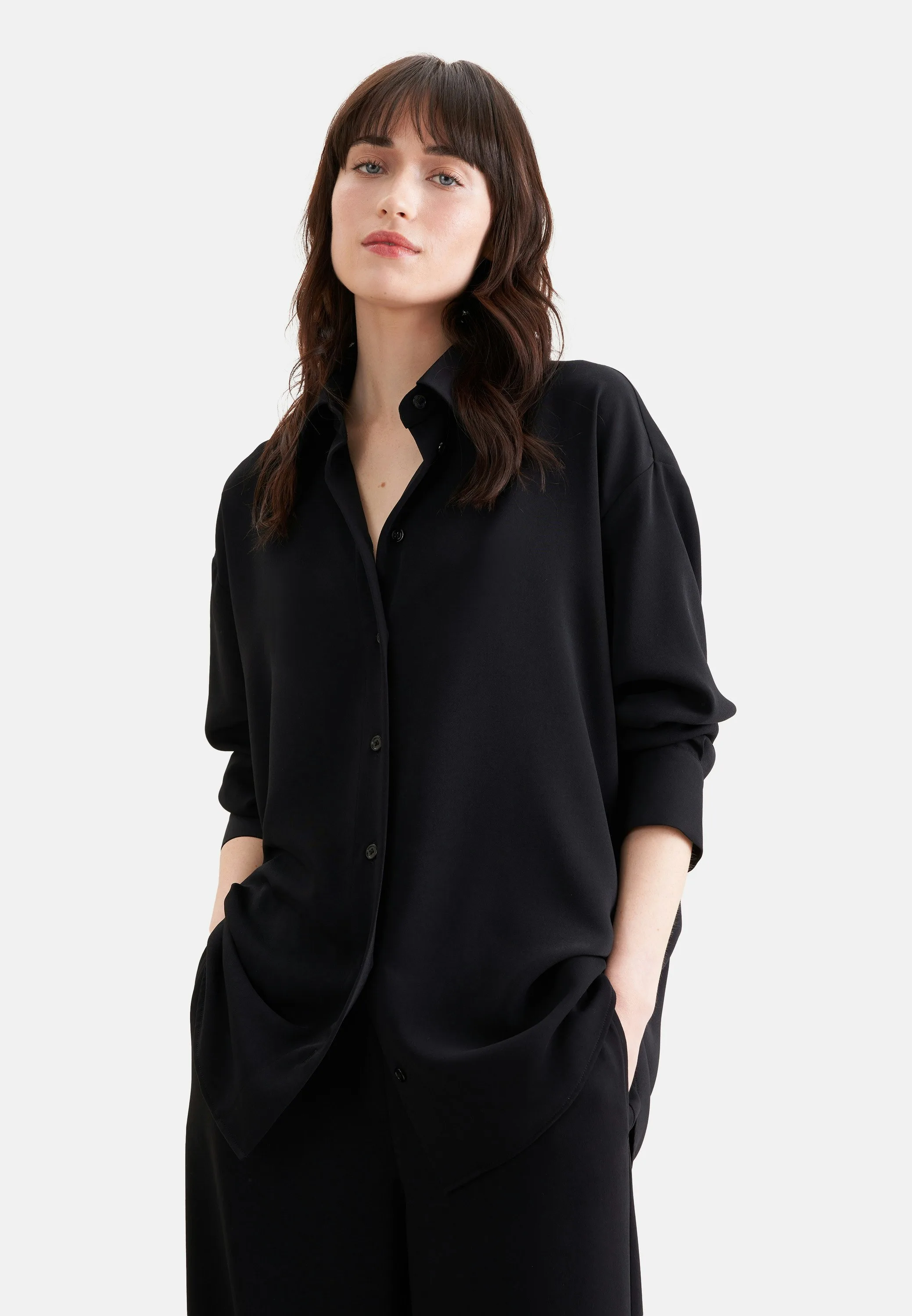 Oversize Hemdbluse Schwarz 42 - Seidensticker.com - FashionsVida