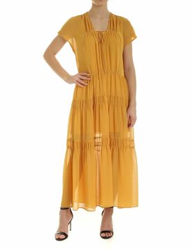 Abito a balze color Bright Gold