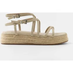 Sandalias de tiras de mujer con plataforma en yute