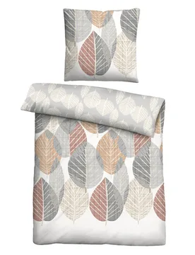 Feinbiber Bettwäsche Blätter groß , 1x 155x220 cm + 1x 80x80 cm - Biberna - FashionsVida