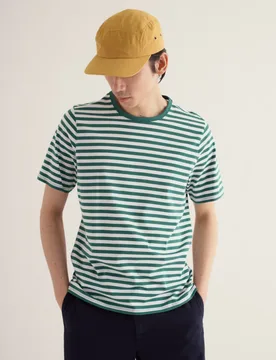 Pure Cotton Striped T-Shirt Green Mix male - Seasalt cornwall - FashionsVida