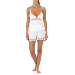 Womens V-Neck Tank Pajamas 1203 - White - Size X-Large