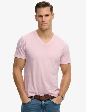 Superdry Herren T-shirt mit V-ausschnitt und Lockerer Passform Pink - Größe: L - 29.99 - FashionsVida