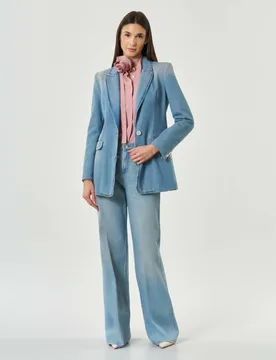 Blazer monopetto in denim Sport con lavaggio chiaro - Marella - FashionsVida
