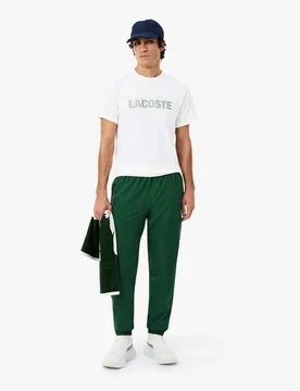 T-shirt bianca mezza manica con logo stampato davanti - Lacoste - FashionsVida