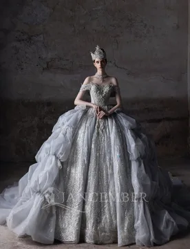 Luxurious Tube Top Wedding Dress French Mid-waist Tube Organza Bride Dresses Classical Printed Bridal Gown Vestidos De Novia - Aliexpress - FashionsVida