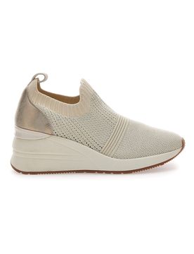 Mocassini Beige in Tela con Zeppa E20 38