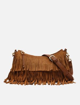 Taseli petit sac à bandoulière effet daim à franges