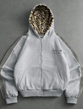 Sudadera con capucha de estilo retro y de moda, cárdigan con capucha de punto, sudadera, tela de felpa con estampado de leopardo, calidad de lujo, lo