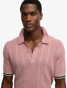 Superdry Herren Kurzärmeliges Strick-polohemd mit Struktur Pink - Größe: XL - 64.99 - FashionsVida