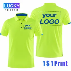 Quick-drying Sports Polo Shirt Custom Printed Company Brand Logo Casual Short-sleeved Polo Embroidery Print Shirt T-shirt 4XL