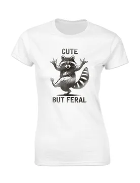 T-Shirt - Cute But Feral - S bis XXL - für Damen - Größe M - weiß - Frauen - female - Goodie Two Sleeves - FashionsVida