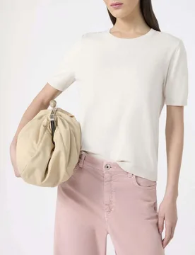 Maglia a maniche corte avorio Weekend in misto seta e cotone - Max Mara - FashionsVida