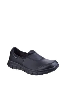 Women's Sure Track Slip Resistant Occupational Shoe in Black Size: 7 - Black - Size: 7 - Skechers - FashionsVida