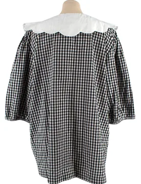 Black and White Gingham Scalloped Collar Top - Batsheva - FashionsVida