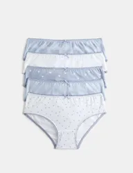 Pack Cotton with Stretch Lilac Heart Knickers (2-14 Yrs) Lilac Mix female