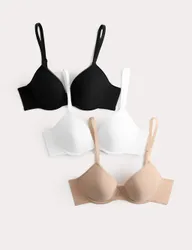 Pack Wired Plunge Bras (A-E) Black Mix female