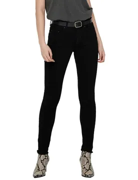 Jean Blush Life Mid Waist Skinny Ankle Raw Rea2344 Black Denim L