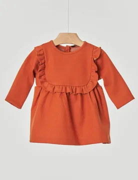 Abitino arancione con rouches in cotone elasticizzato 6-18 mesi - Aventiquattrore - FashionsVida