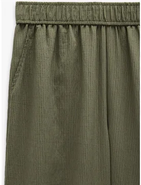 Pantalones rectos de mujer con cintura elástica y rayas texturizadas - Parfois - FashionsVida
