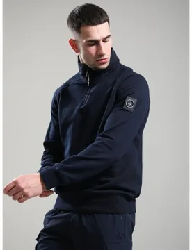 Mens Navy Stanford Quarter Zip Hoodie - Male - Navy - X-Large - Marshall artist - FashionsVida