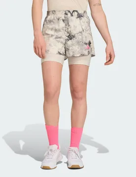 Pantaloncini Own The Run Spray Dye 2-in-1 S Orbit Grey / Black - Adidas - FashionsVida
