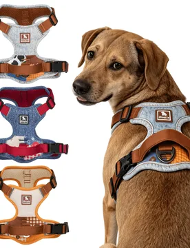 Arnés para mascotas estilo denim con forma de H anti-estallido, forro de malla transpirable, arnés reflectante para perros, arnés de pecho fácil d - Shein - FashionsVida