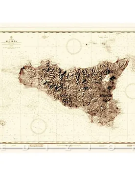 Historical Sicily Island Map White 75 x 92 cm unisex - Istituto Idrografico - FashionsVida