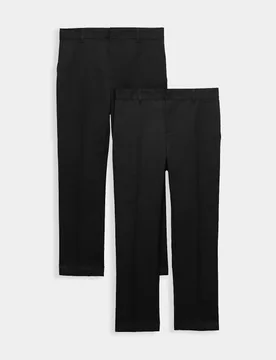Pack Boys' Slim Leg School Trousers (2-18 Yrs) Black male - M&S - FashionsVida