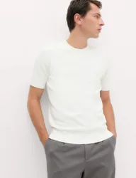 Cotton Rich Textured Knitted T-Shirt Ecru male