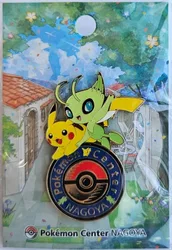 Pokemon Center Japan Nagoya Pikachu & Celebi Pin Badge