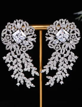HIBRIDE Gentle Elegance Leaves Twinkle White Earrings Women's Jewelry Dubai Holiday Wedding Gifts Prom Dress Accessories E295 - Aliexpress - FashionsVida