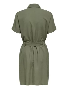ONLGOA SS LIN BL BELT SHIRT DRESS C feale - M - FashionsVida