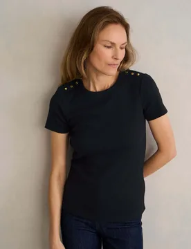 Cotton Rich T-Shirt Navy Mix female - Hobbs - FashionsVida
