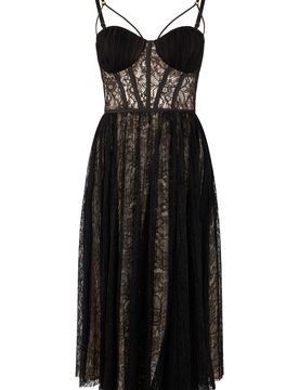 Lace Long Dress with Molded Cups and Flowy Skirt