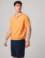 Pure Cotton Textured Polo Shirt Orange male