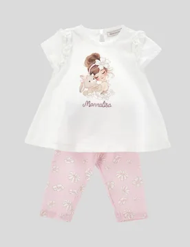 Completo bambina bianco-rosa - Monnalisa - FashionsVida