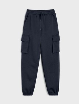 Pantaloni jogger cargo in felpa - blu scuro