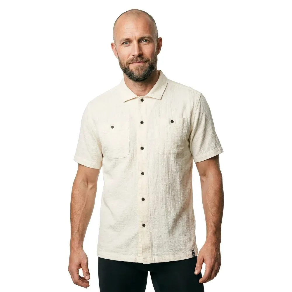 Camicia A Maniche Corte Merchant Textured Off White XL - Superdry - FashionsVida