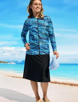Womens Splash Zip Top - - Size: XL - Modest Mermaid - FashionsVida