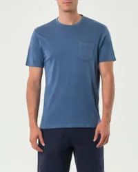 T-shirt mezza manica avio in jersey tinto in capo con taschino