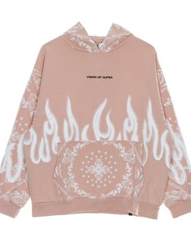 Felpa Leggera Cappuccio Uomo Bandana Print Hoodie Pink