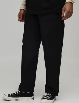 Men's Skate Fit Pleat Front Chino Trouser Black Size 28 Black 28 - boohooMAN - FashionsVida