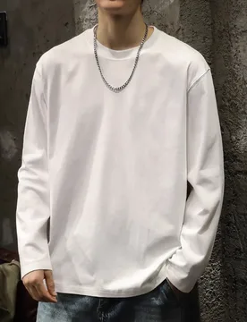 Pure Cotton Long-sleeved T-shirt Men's Bottoming Shirt Spring and Autumn Inner Top Round Neck Loose and Versatile - Aliexpress - FashionsVida