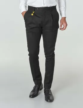 Pantalone nero in tela di lana stretch - MANUEL RITZ - FashionsVida