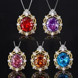 Vintage Oval Gemstone Pendant Necklace Red Purple with Gold Detailing Adjustable Chain Exquisite Design Women Jewelry Collection